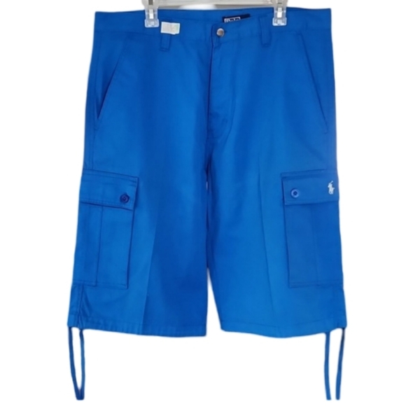 Vintage‎ Polo by Ralph Lauren White Pony Blue Cargo Shorts Men's Size 38 - Picture 1 of 7